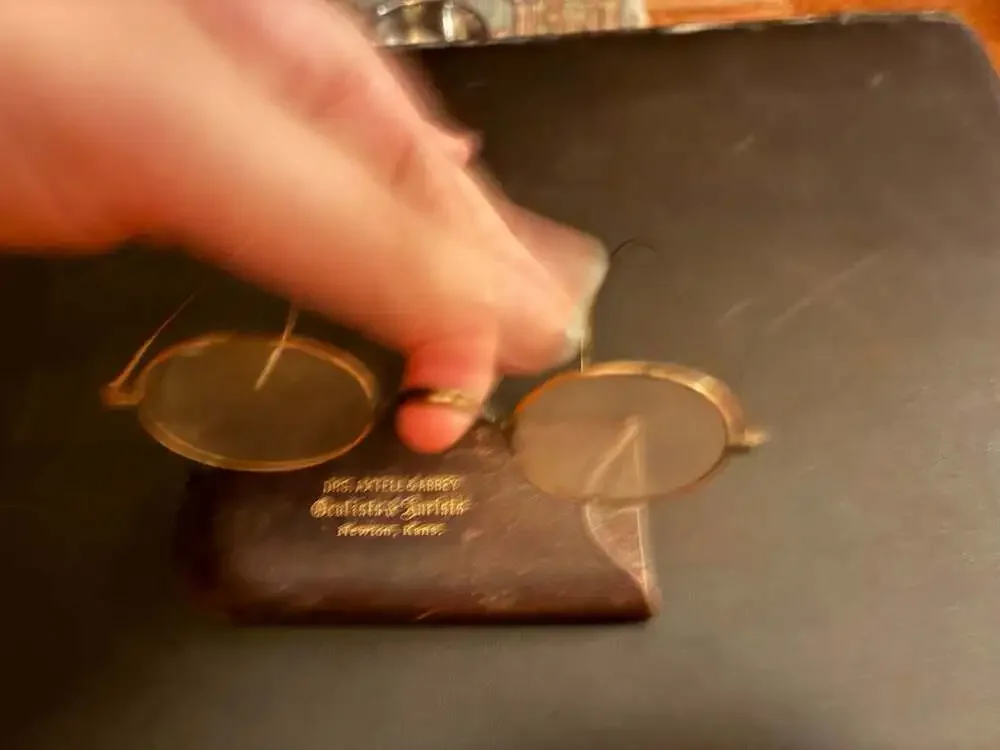 Antique Victorian-Era Wire Rim Spectacles with Drs. Axtell & Abbey Case